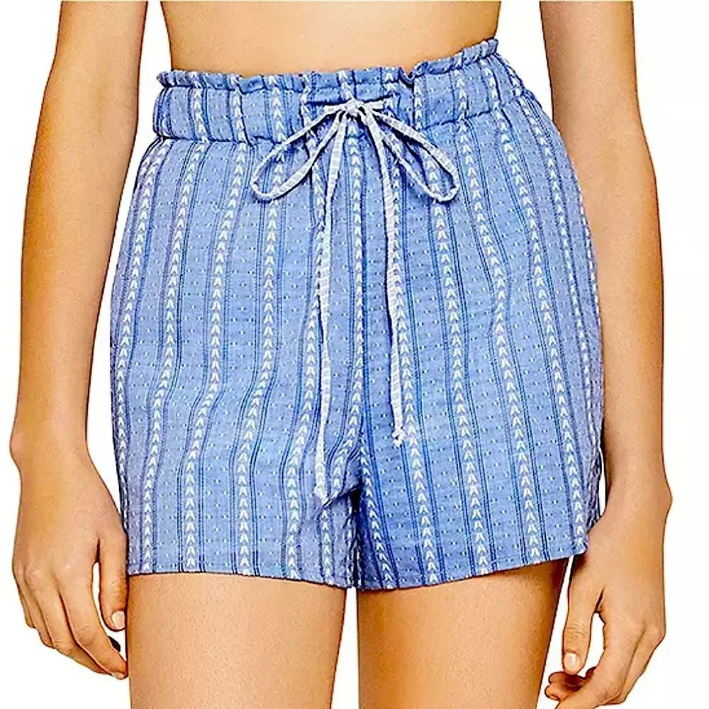 BCBGeneration Blue & White Striped Drawstring Shorts Size Medium